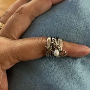 Heart pearl cross ring 925 silver and Brighton pearl necklace.